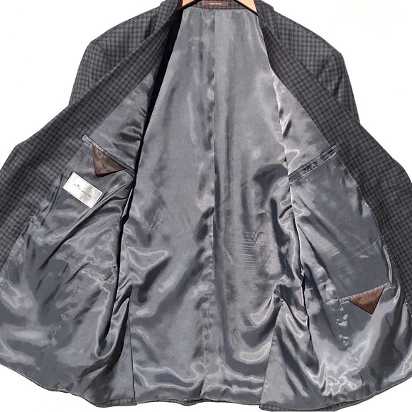 PETER MILLAR Men’s 100% Wool Blue Check Two Button Sport Coat Double Vent 44R - Picture 7 of 11